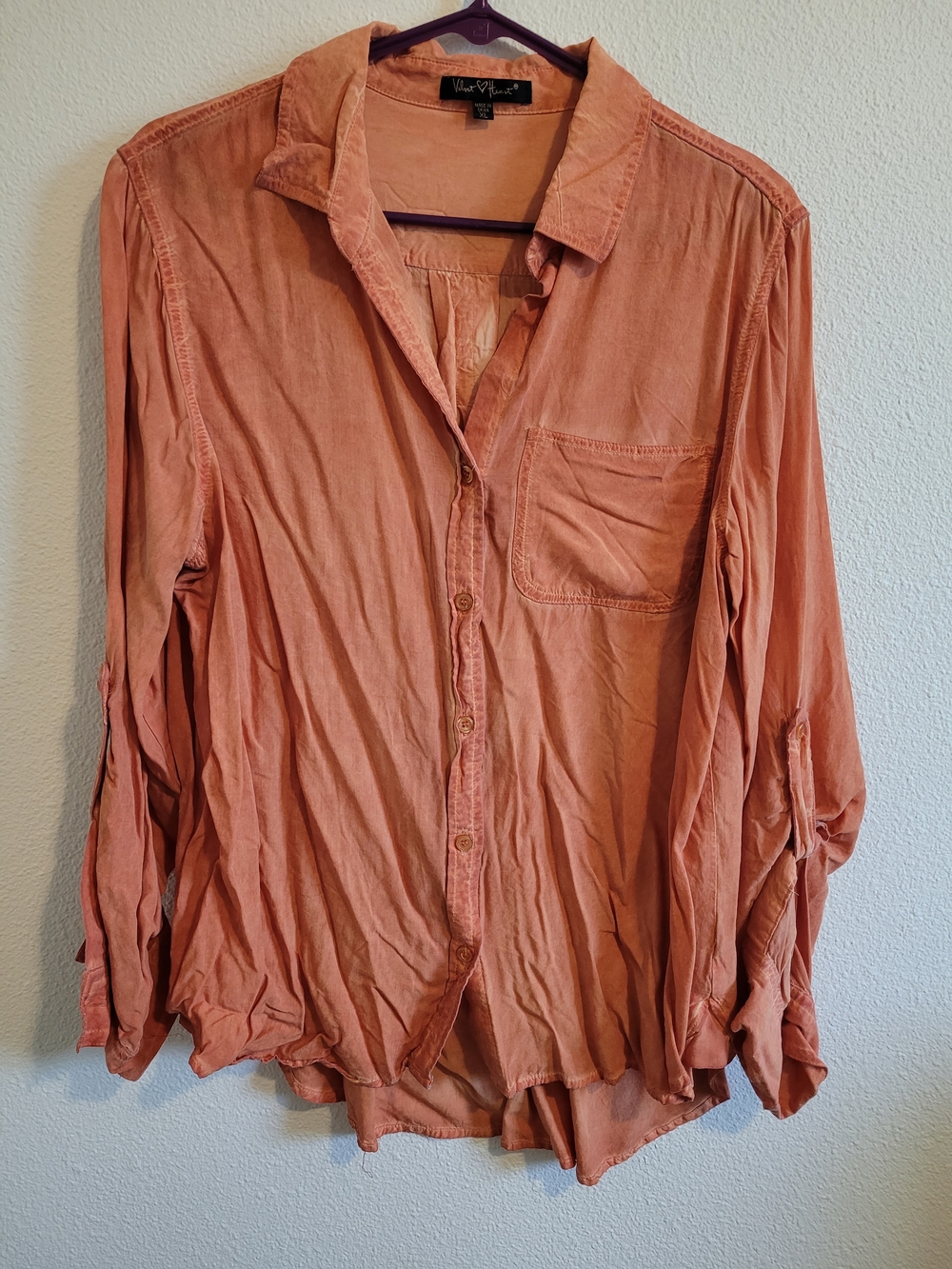 Velvet Heart Button-Down Shirt in Burnt Orange #199